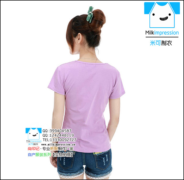 浅紫色女款毕业衫定做-班服设计图案-米可班服